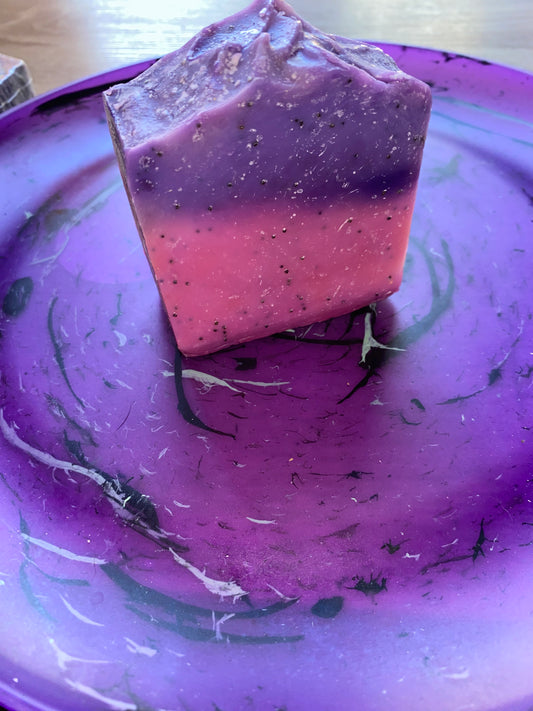 Lavender Smash Shea Butter Soap Bar With Added Poppy Seeds For A Great Scrub